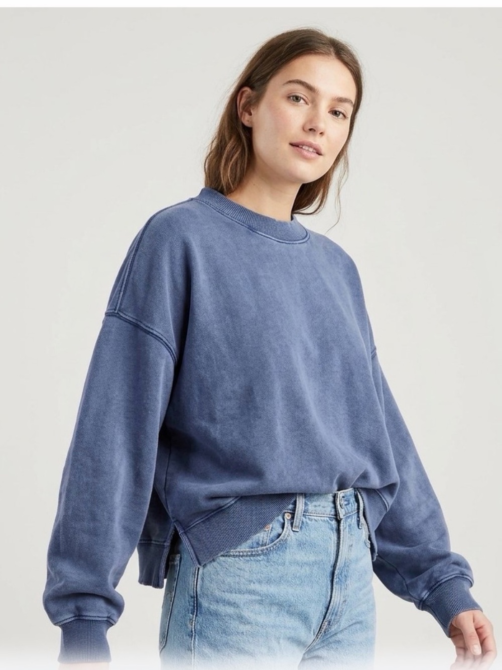FP Movement by Free People Vintage Wash Blue Crewneck Sweatshirt